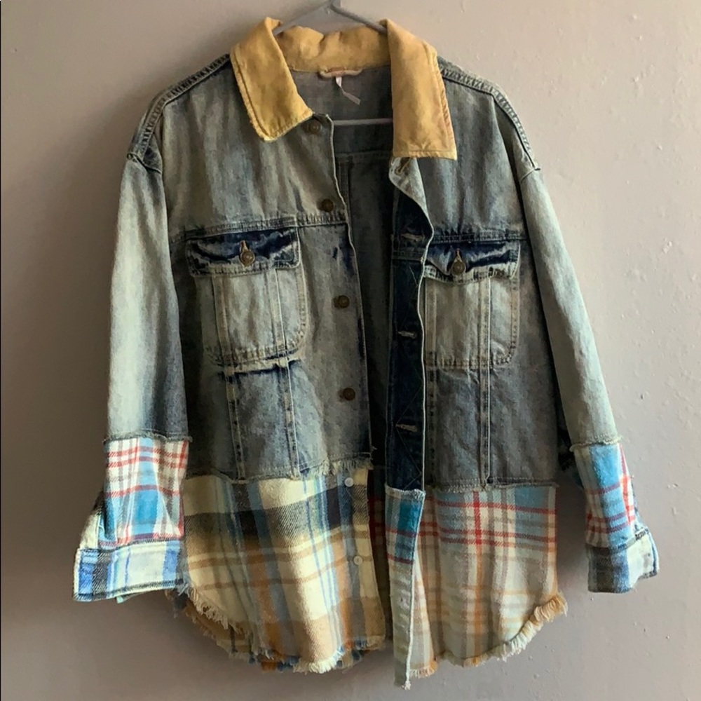 Sirius Plaid mixed denim jacket